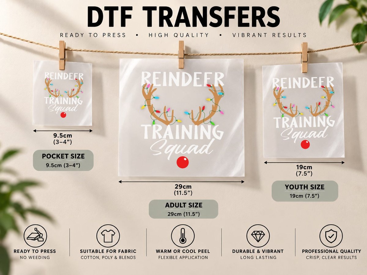 Christmas Running Reindeer Runner Training Squad Team Gifts DTF Transfer Iron On