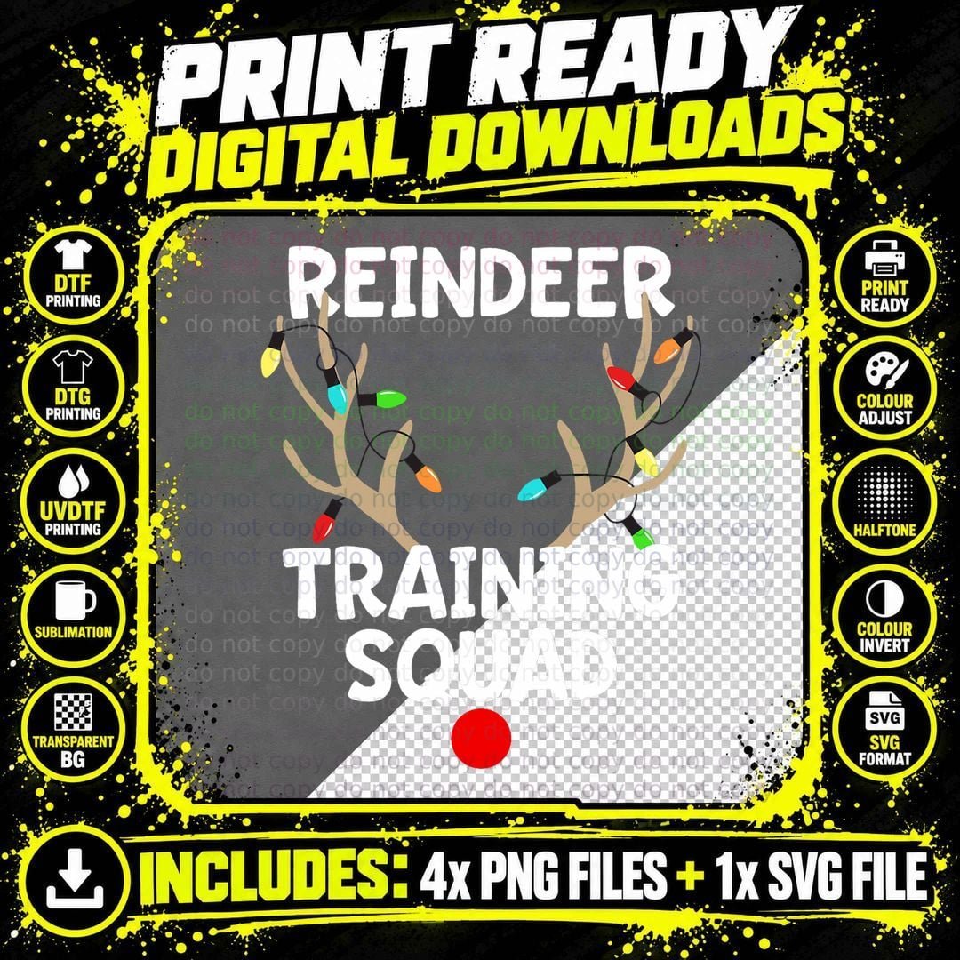 Christmas Running Reindeer Training Squad Team Sport Png SVG Digital Bundle