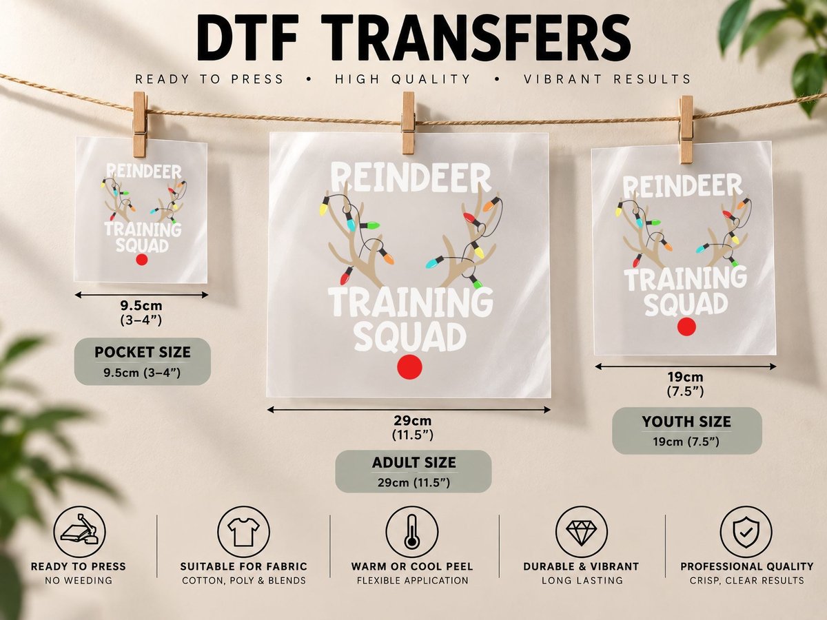 Christmas Running Reindeer Training Squad Team Sport DTF Transfer Iron On
