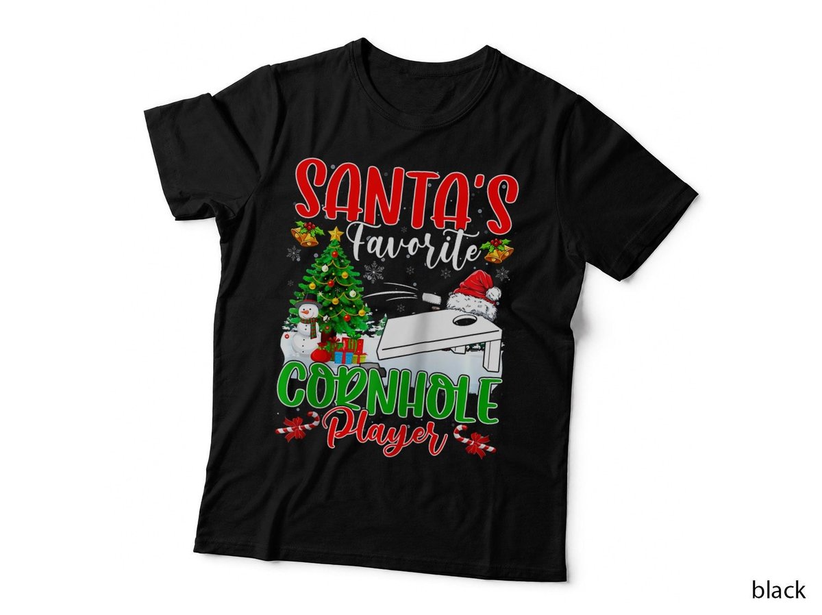 Christmas Sport Lover Funny Santa's Favorite Cornhole Player T-Shirt