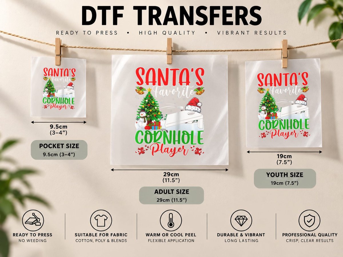 Christmas Sport Lover Funny Santa's Favorite Cornhole DTF Transfer Iron On