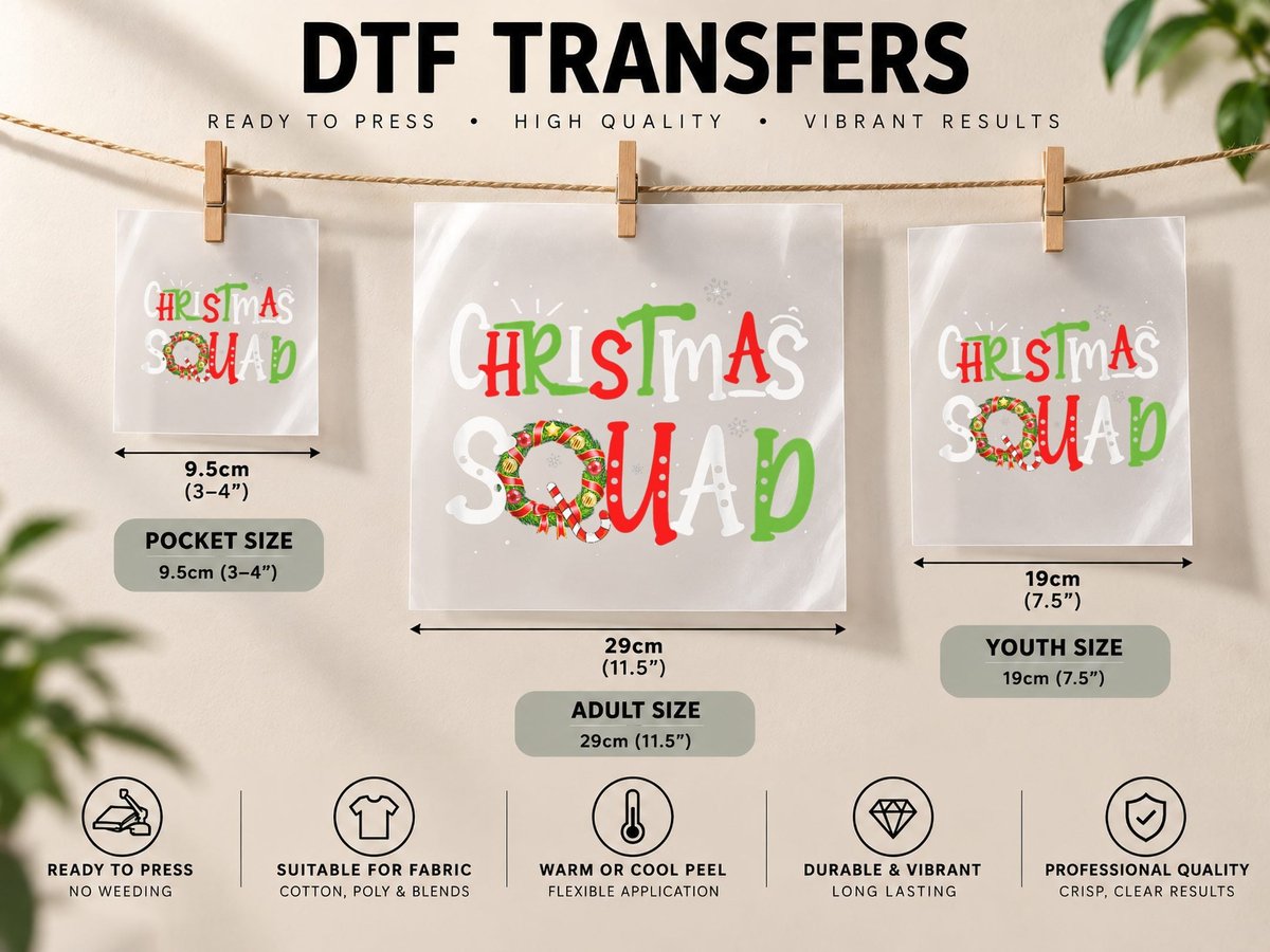 Christmas Squad Funny Xmas Tree Family Matching Pajamas DTF Transfer Iron On