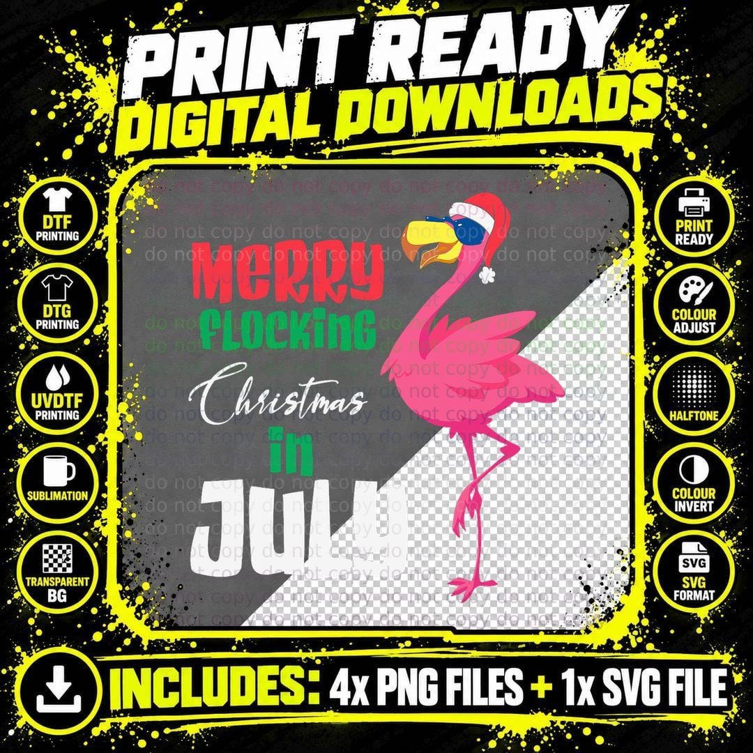 Christmas Summer Theme Character T-Shirt Png SVG Digital Bundle