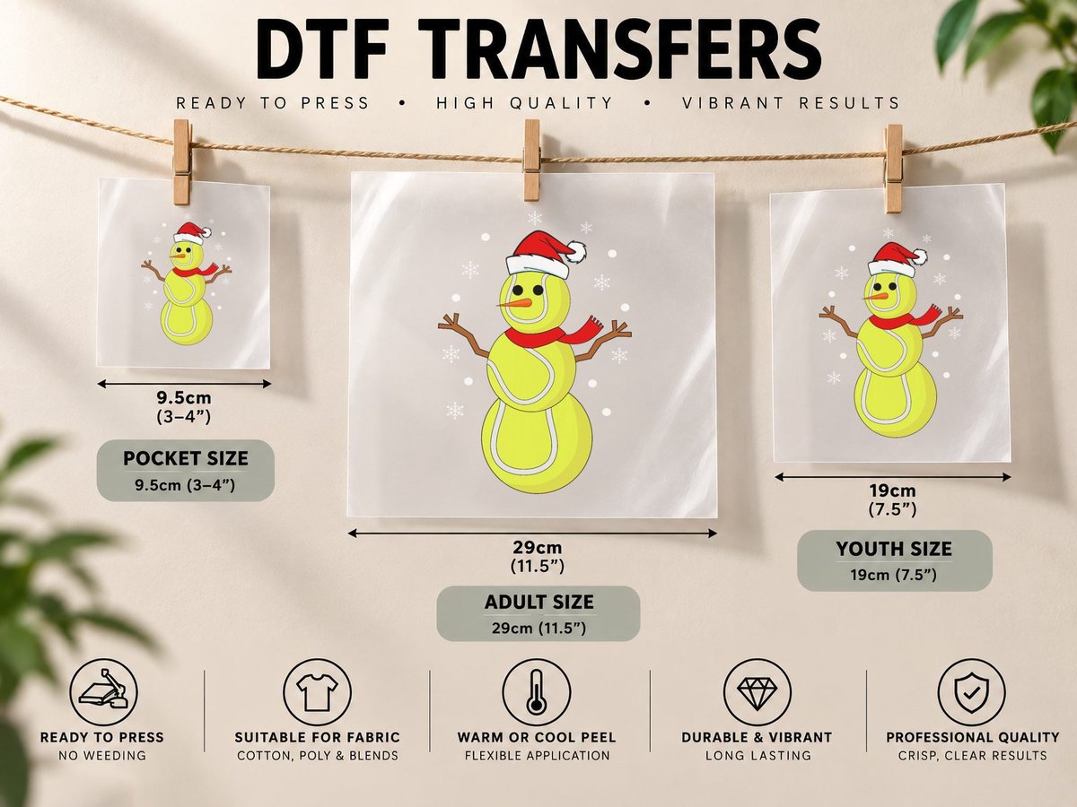 Christmas Tennis Balls Snowman Kids Funny Tennis Christmas DTF Transfer Iron On