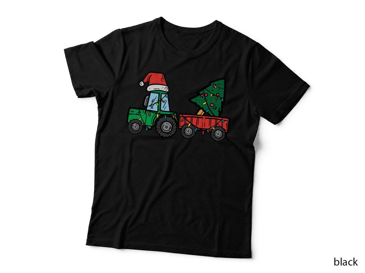 Christmas Tractor Santa Xmas Farm Truck Boys Kids Toddler T-Shirt