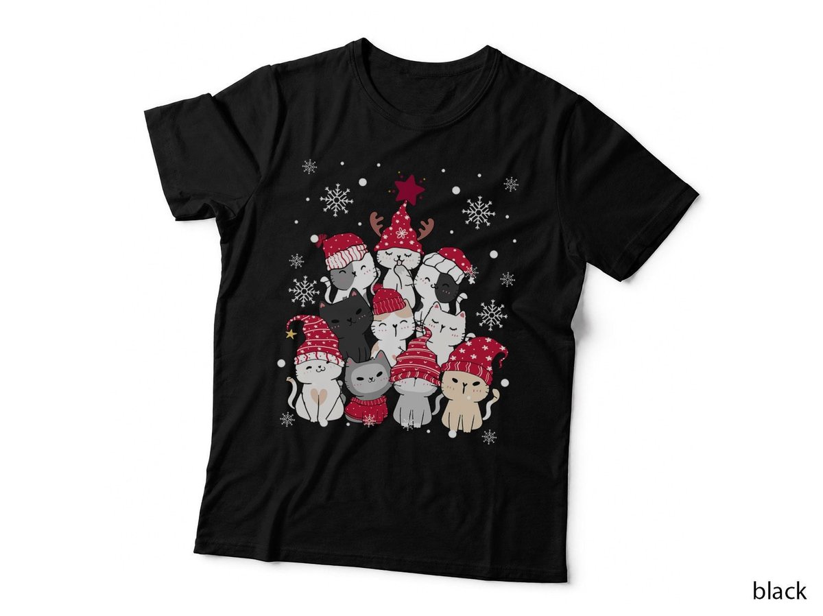 Christmas Tree of Cats Feline Cat Holidays Merry Xmas Black T-Shirt