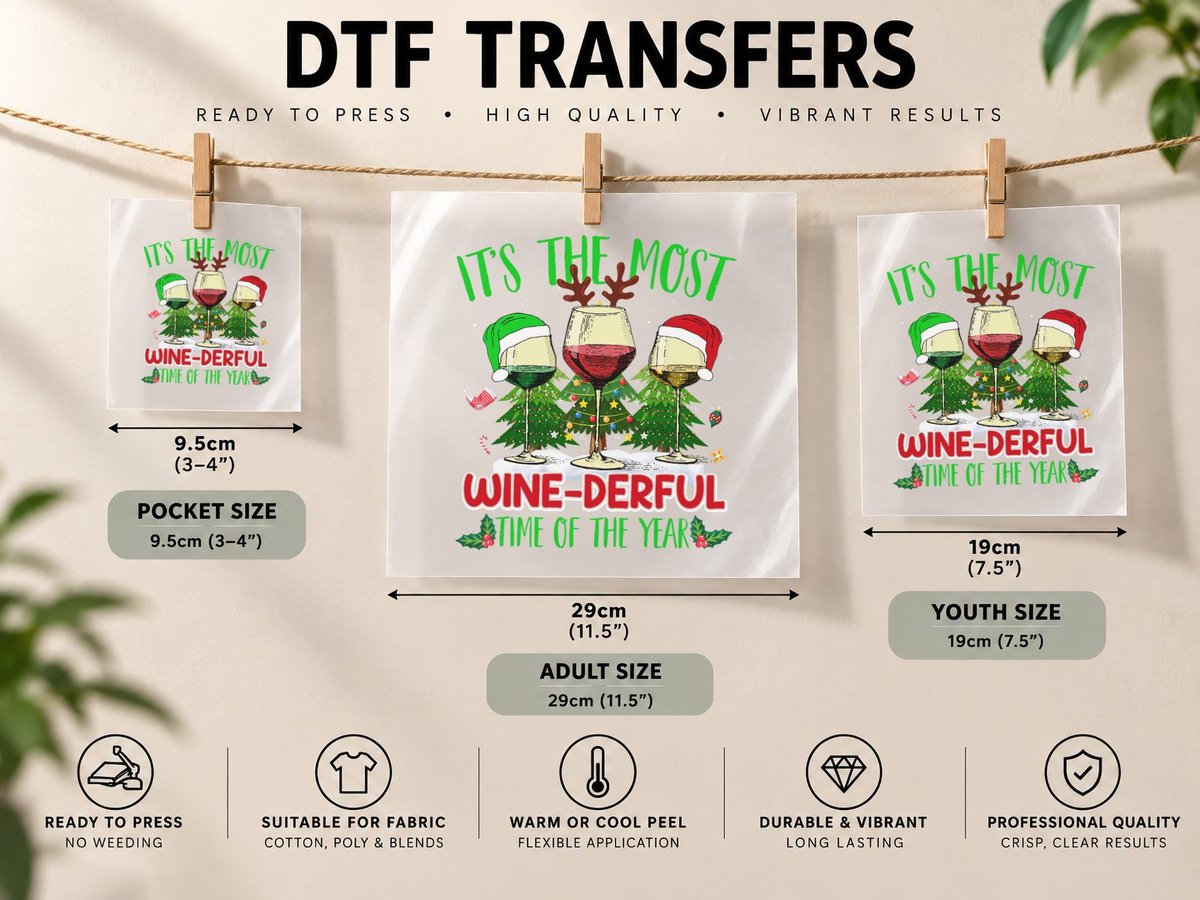 Christmas Wine Xmas Alcohol Pajama PJ Tops Men Women DTF Transfer Iron On