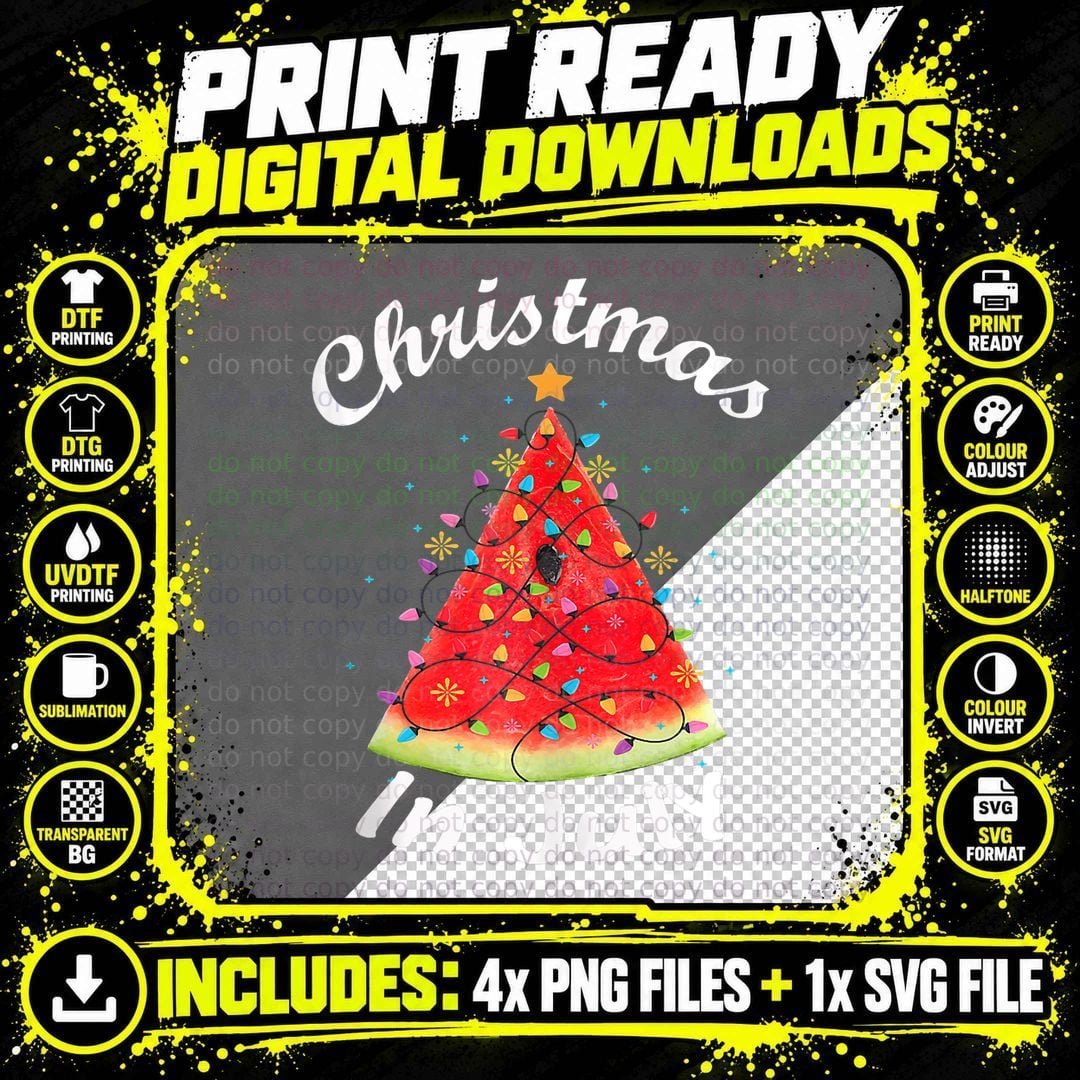 Christmas in July Summer Design Melon Christmas Tree Png SVG Digital Bundle