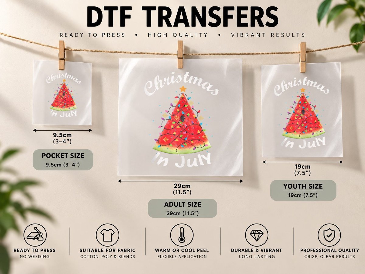 Christmas in July Summer Design Melon Christmas Tree Summer DTF Transfer Iron On
