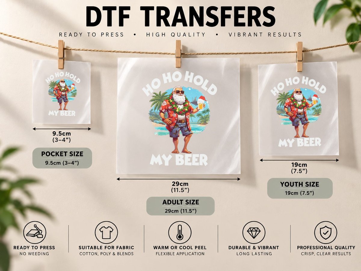 Christmas in July Summer Santa Sunglasses Ho Ho Hold My DTF Transfer Iron On