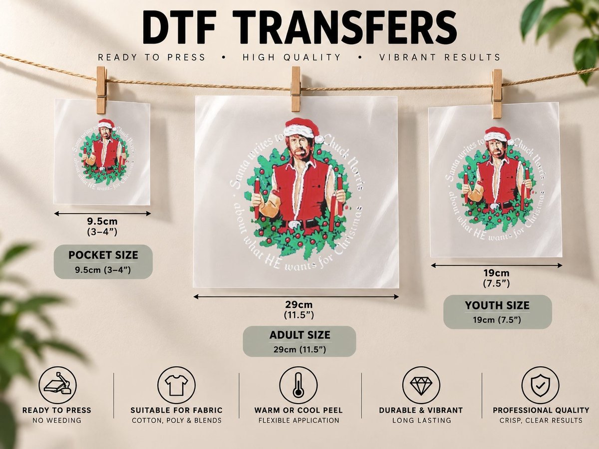 Chuck Norris Merry Christmas Classic, Festive Holiday DTF Transfer Iron On