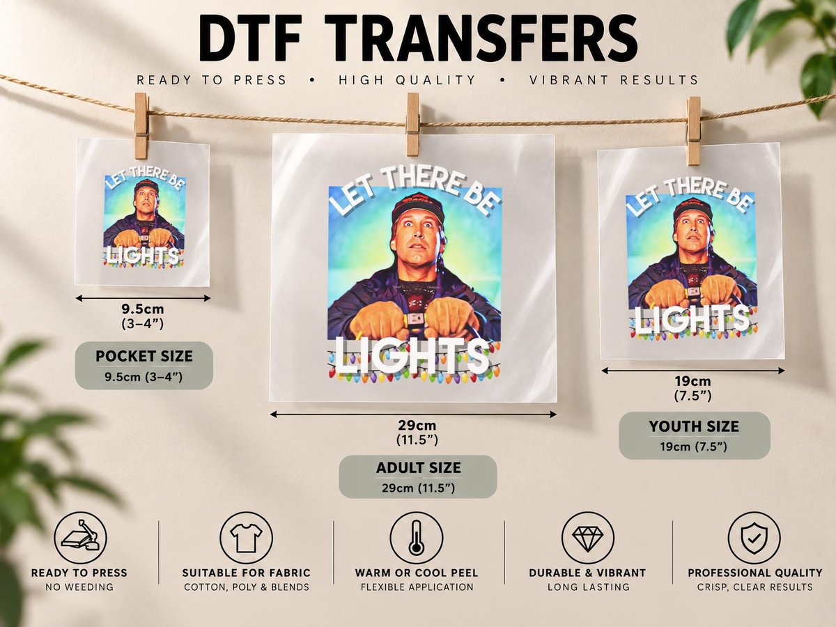 Clark Griswold Funny Christmas Lights Graphic Design DTF Transfer Iron On