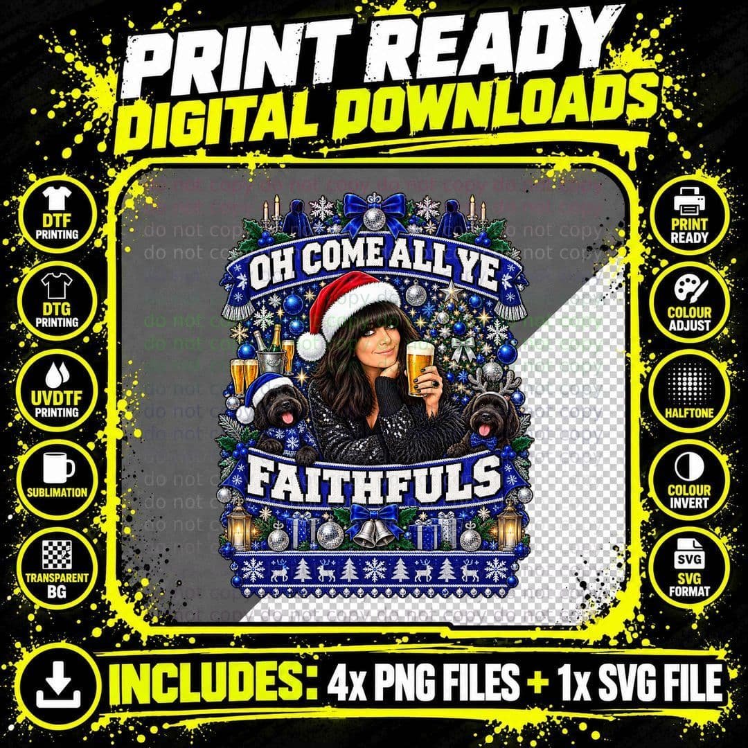 Claudia Winkleman Christmas Faithfuls the Traitors Beer Png SVG Digital Bundle