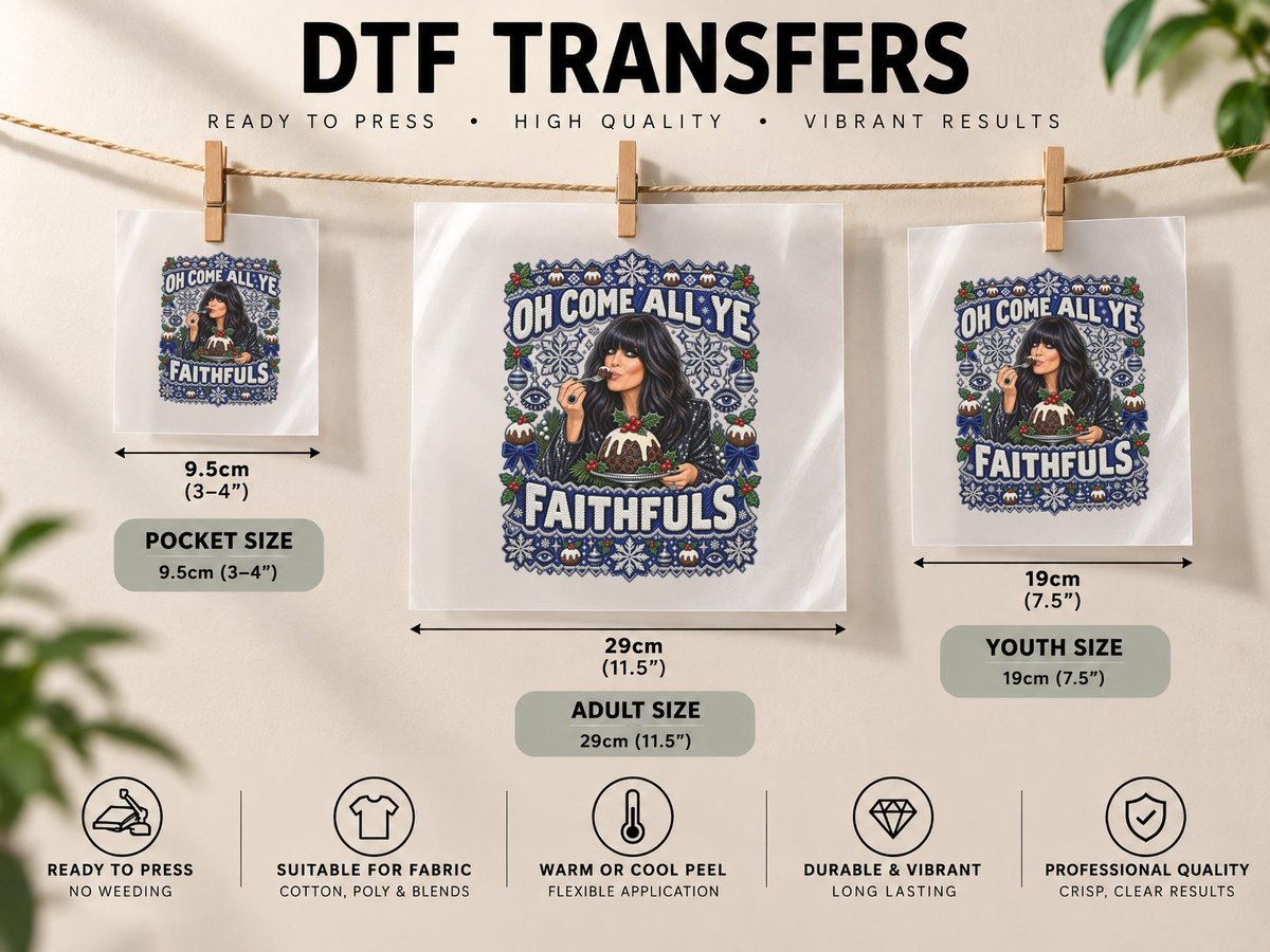 Claudia Winkleman Christmas Festive Pudding British TV DTF Transfer Iron On