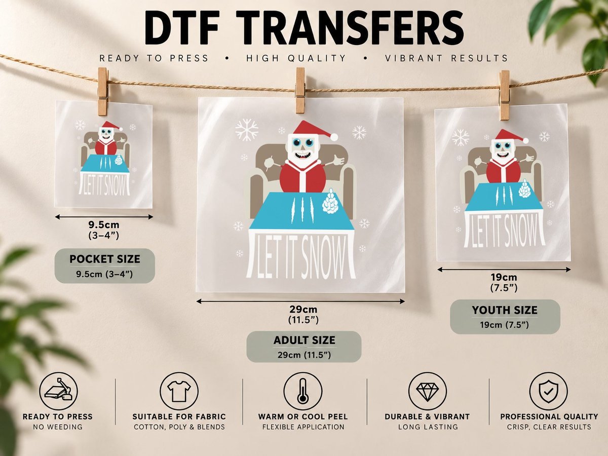Cocaine Santa Let It Snow Adult Gag Gift Ugly Christmas DTF Transfer Iron On