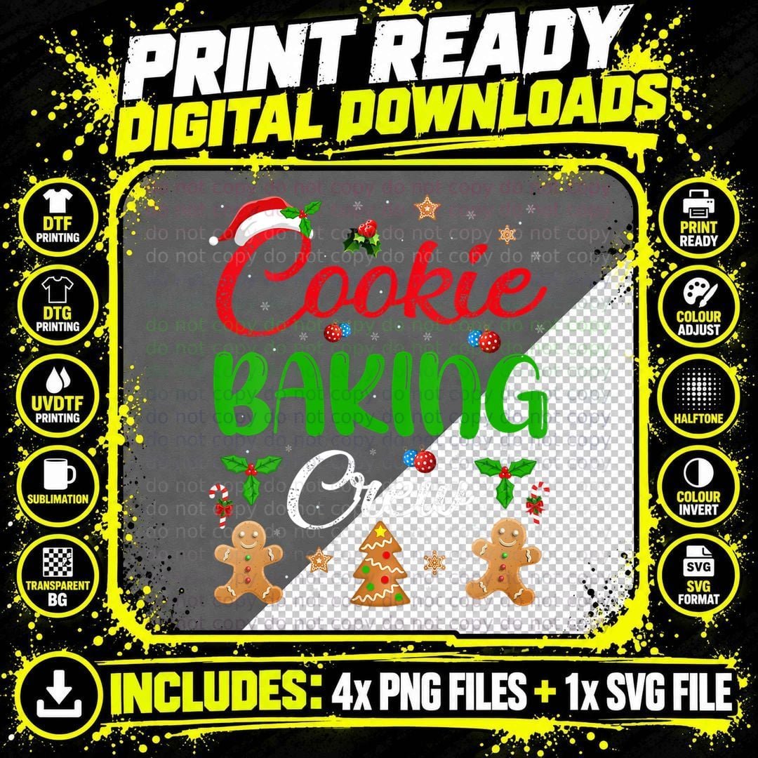Cooking Lover Xmas Pajama Funny Cookie Baking Crew Png SVG Digital Bundle