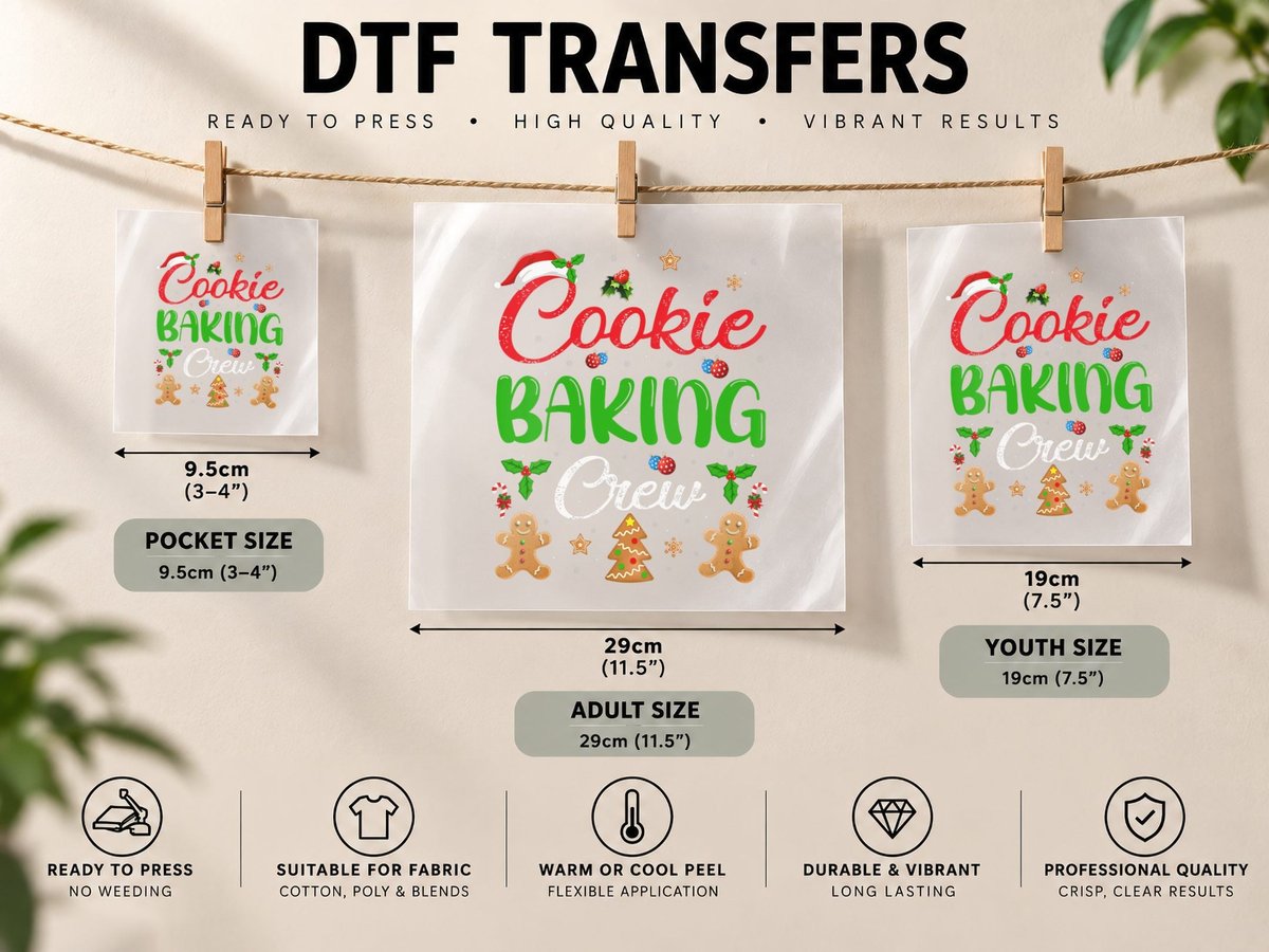 Cooking Lover Xmas Pajama Funny Cookie Baking Crew DTF Transfer Iron On