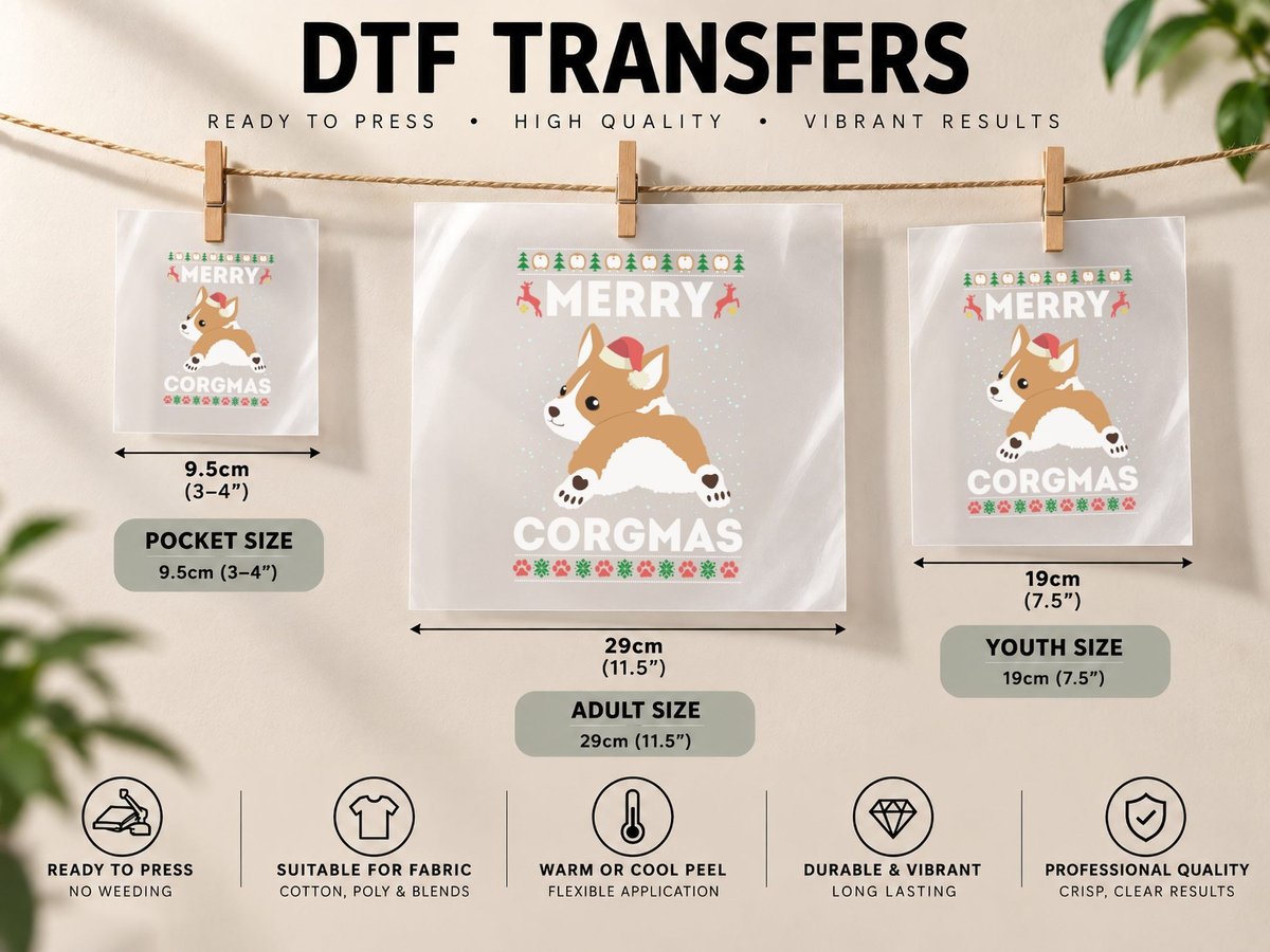 Corgi Ugly Christmas Style Merry Corgmas Santa Corgi DTF Transfer Iron On