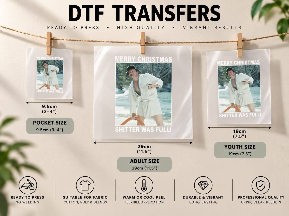 Cousin Eddie Merry Christmas Shitters Full National DTF Transfer Iron On