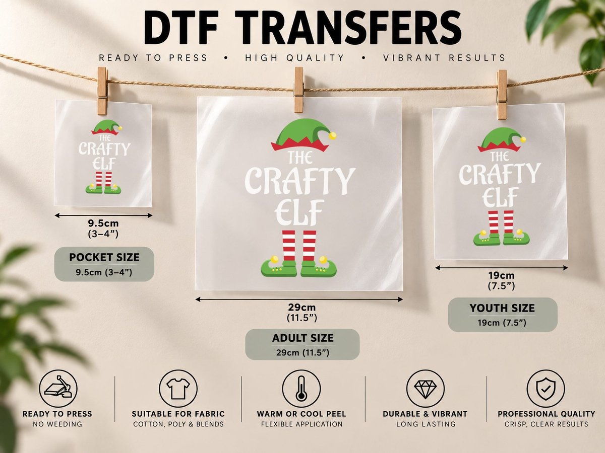 Crafty Elf Family Matching Group Christmas DTF Transfer Iron On