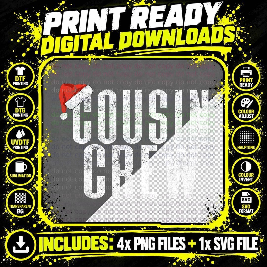 Crazy Cousin Crew Retro Matching Group Christmas Santa Png SVG Digital Bundle