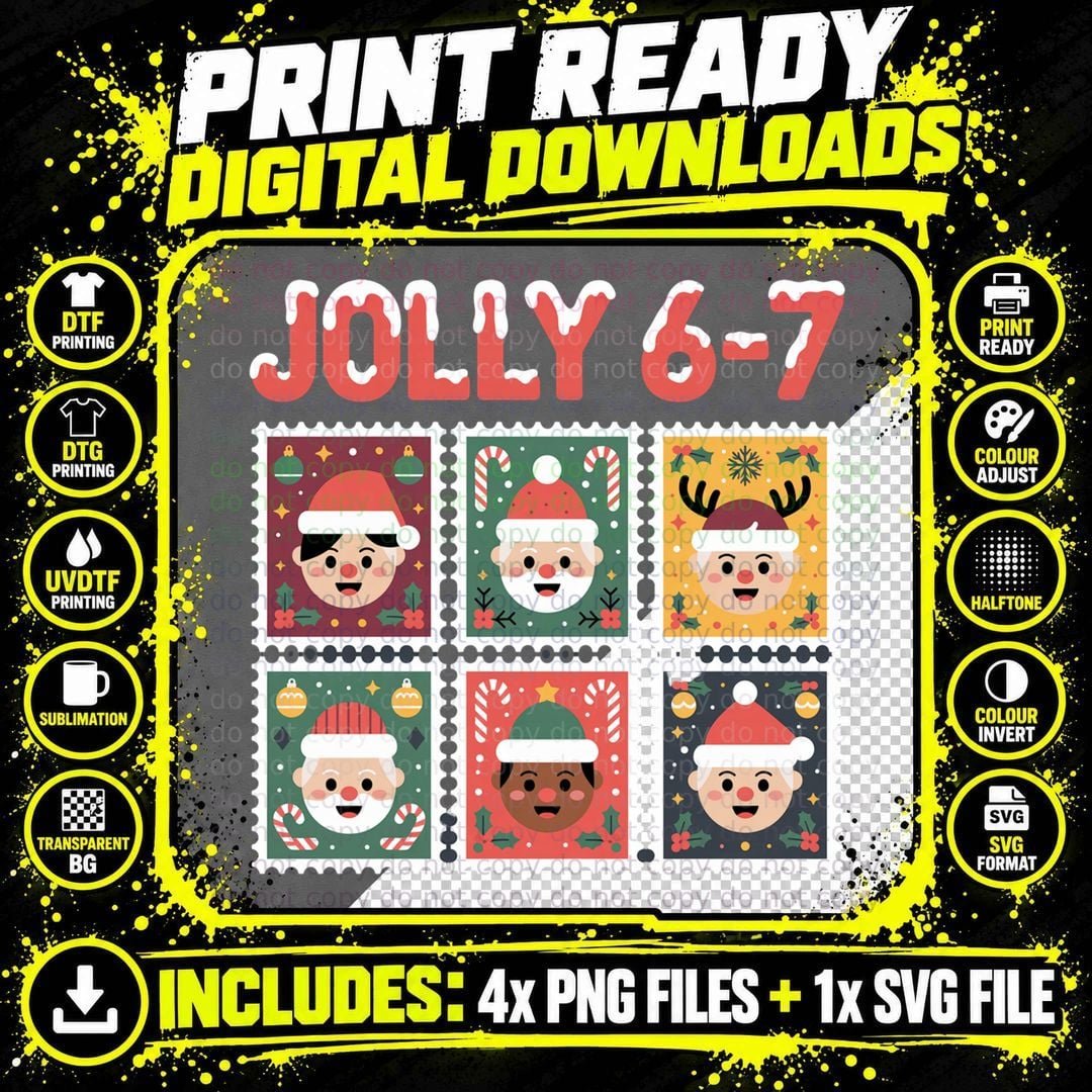 Cute 6 7 Six Seven Meme Christmas Women Men Kids Gift Png SVG Digital Bundle