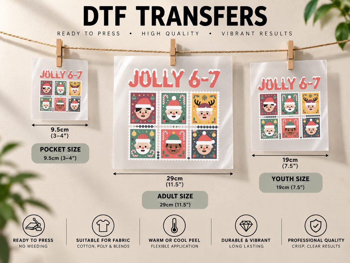 Cute 6 7 Six Seven Meme Christmas Women Men Kids Gift DTF Transfer Iron On