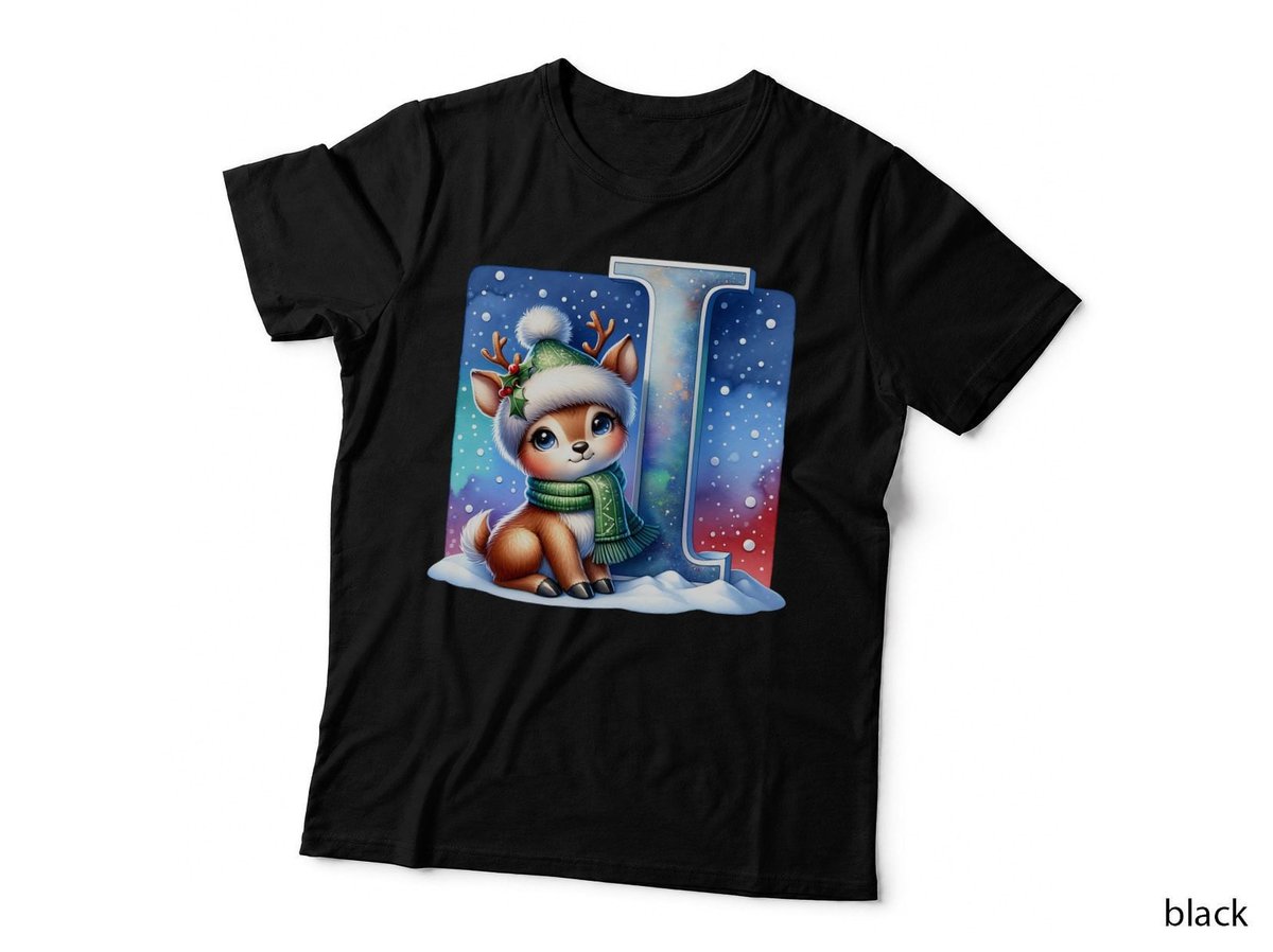 Cute Christmas Reindeer Letter I Winter Snowflake Holiday Design T-Shirt