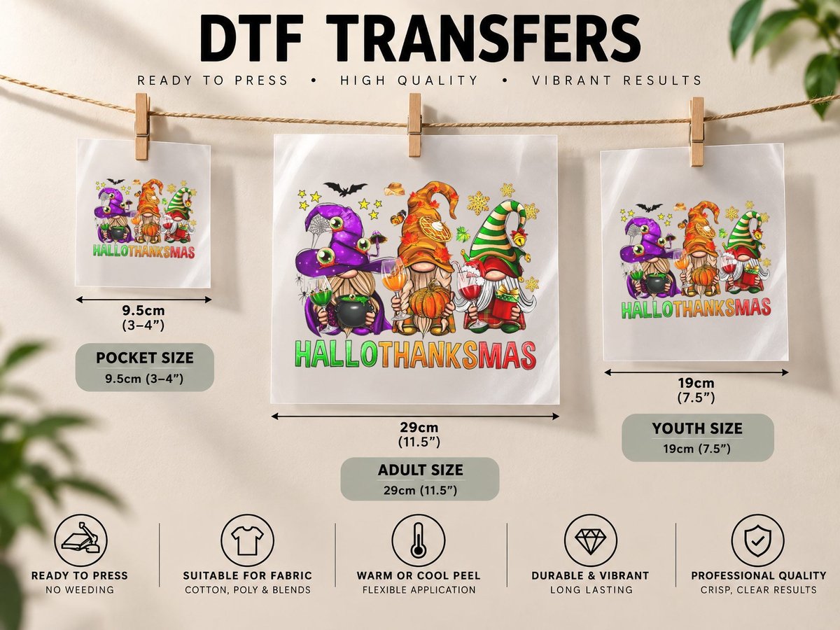 Cute Gnomies Family Christmas Funny Vacation for Women Kids DTF Transfer Iron On