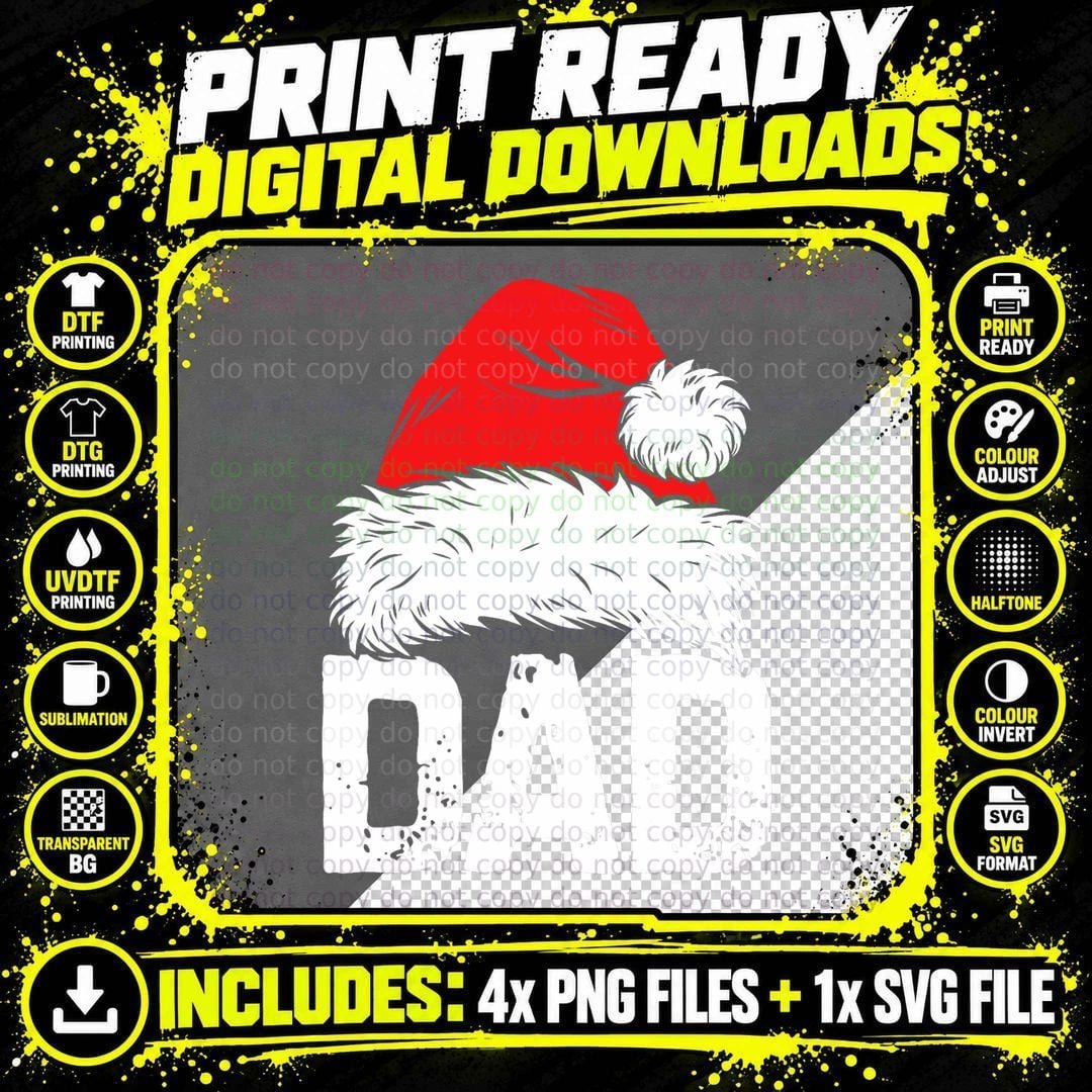 Dad Santa Christmas Family Matching Pajamas Papa Xmas Png SVG Digital Bundle