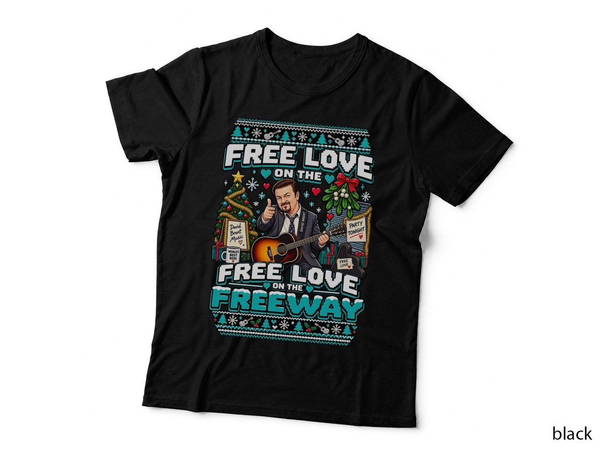 David Brent Christmas Office Comedy Mistletoe UK Free Love Funny Quote T-Shirt