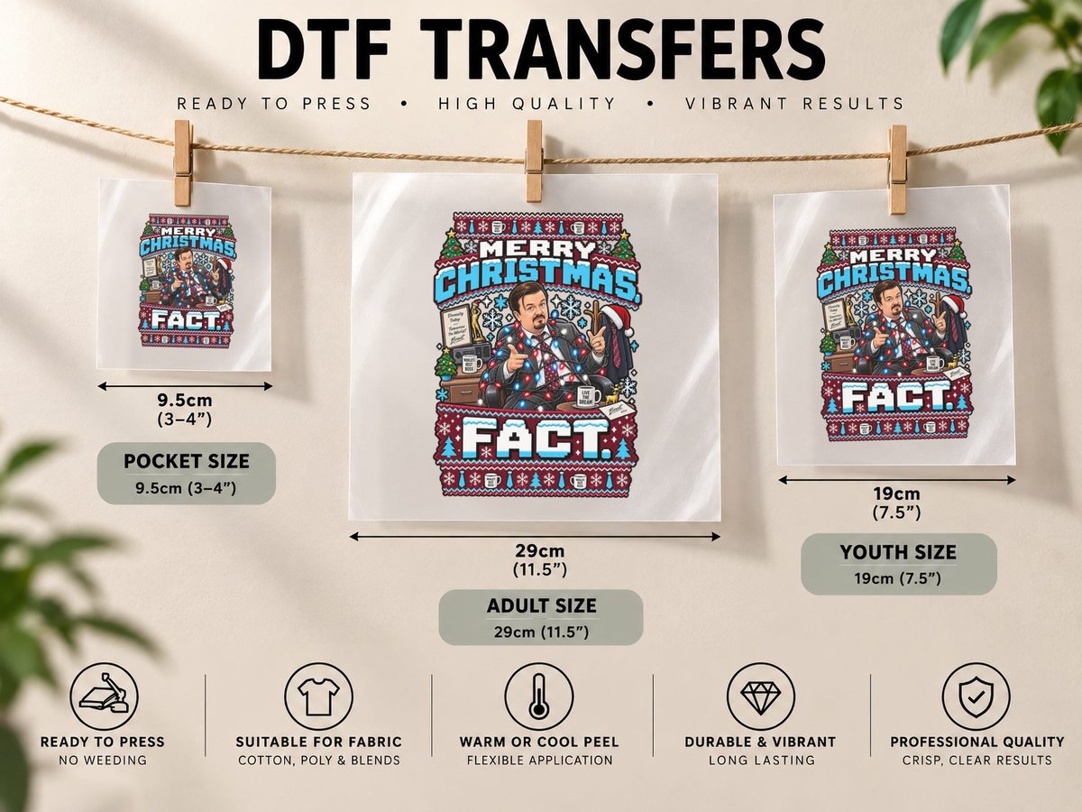 David Brent Office Christmas Fact Funny Quote British DTF Transfer Iron On