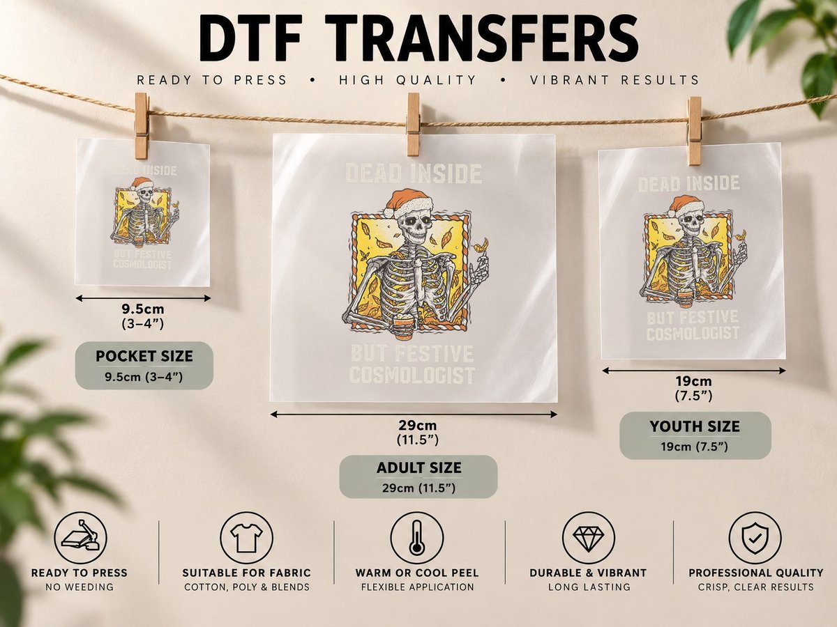Dead Inside Festive Cosmologist Christmas DTF Transfer Iron On