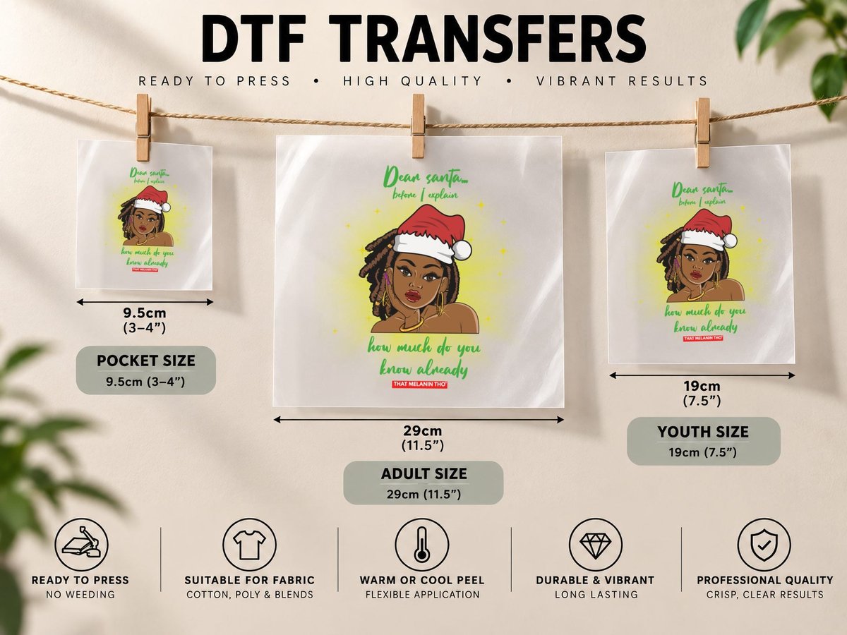Dear Santa How Much Do You Know Black Mrs. Claus Christmas DTF Transfer Iron On