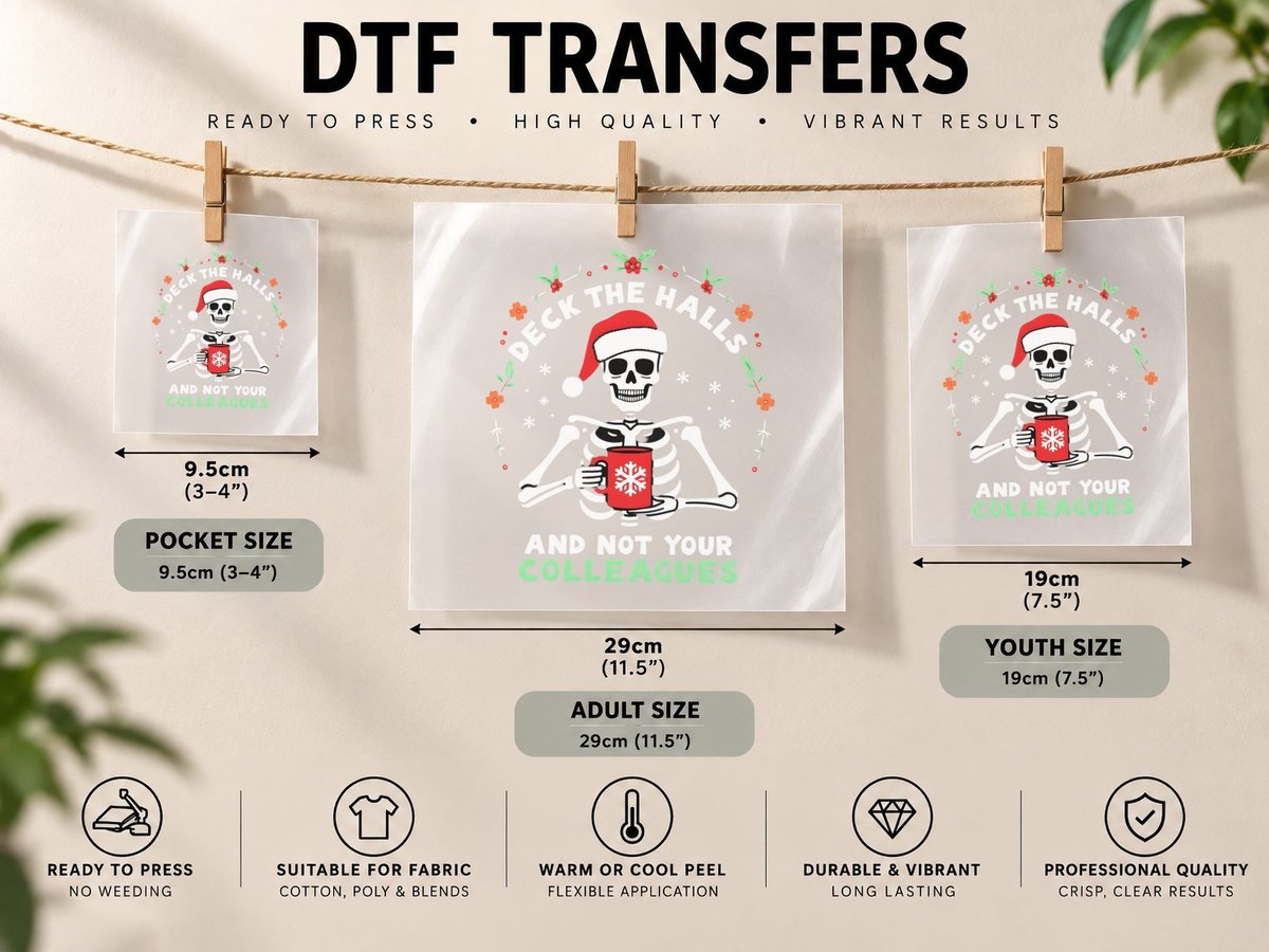 Deck the Halls and Not Your Colleagues Funny Christmas DTF Transfer Iron On