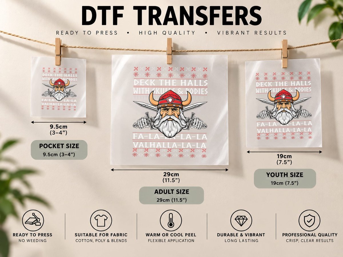Deck the Halls with Skulls and Bodies Funny Viking DTF Transfer Iron On