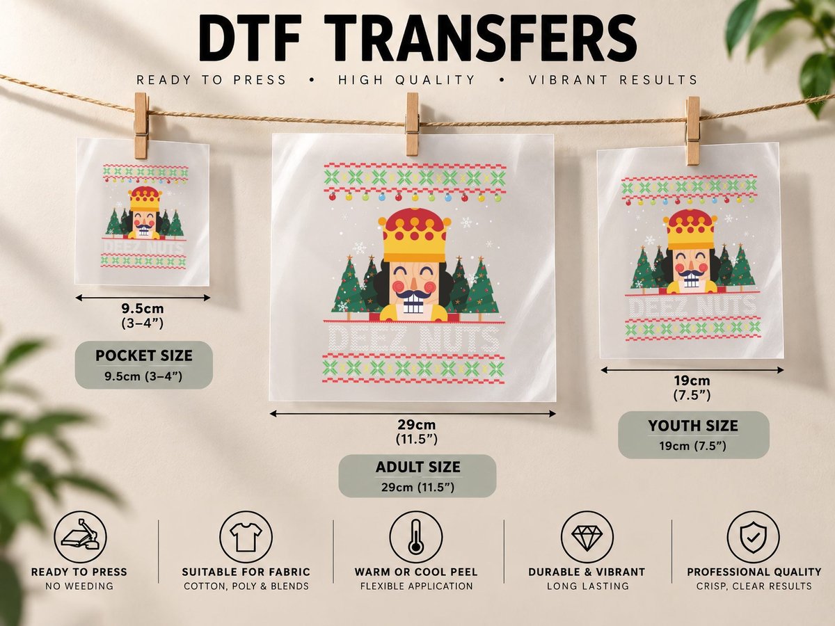 Deez Nuts Nutcracker Xmas Ugly Christmas Funny DTF Transfer Iron On
