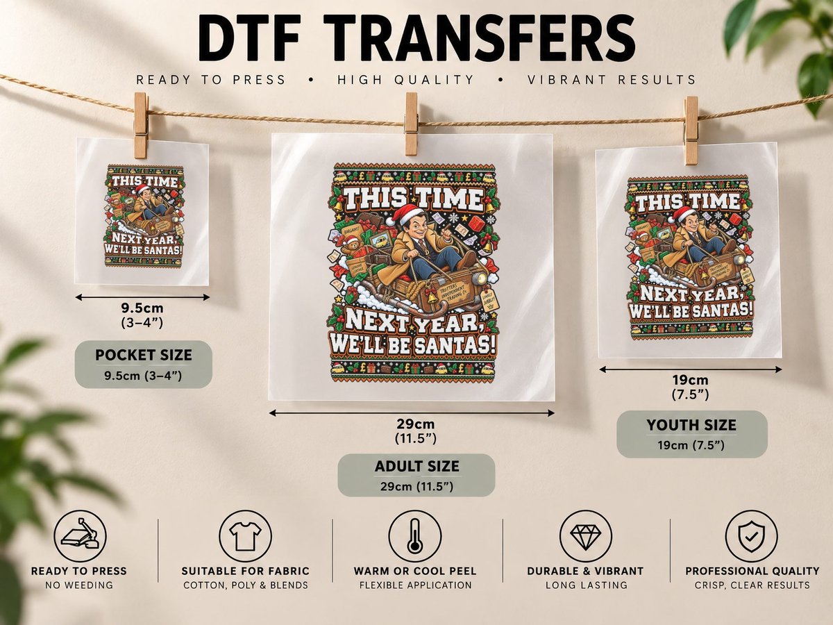 Del Boy Christmas Only Fools and Horses Comedy Santa DTF Transfer Iron On