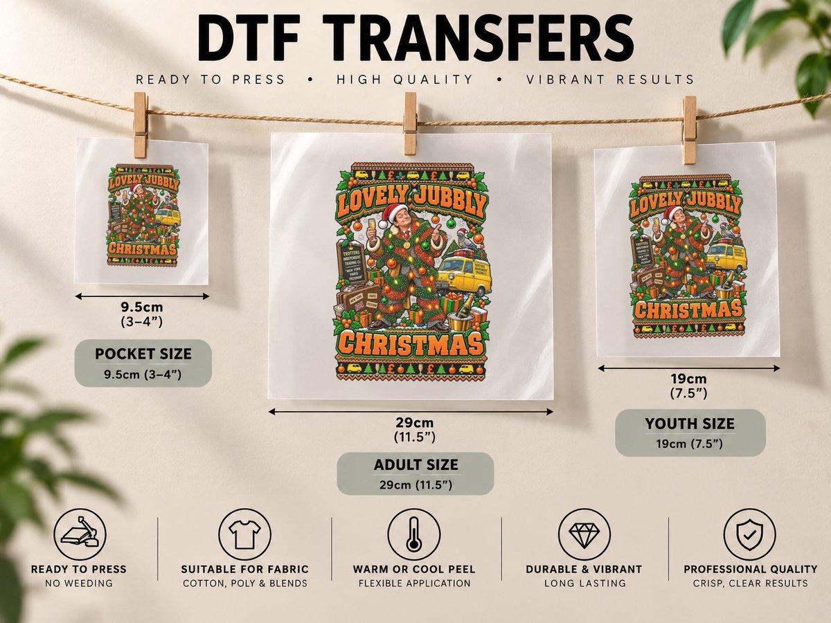 Del Boy Only Fools Horses Lovely Jubbly Christmas Funny DTF Transfer Iron On