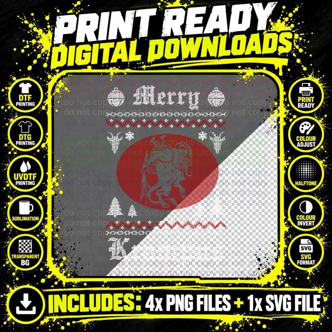 Devil Merry Krampus Ugly Christmas Sweater Png SVG Digital Bundle
