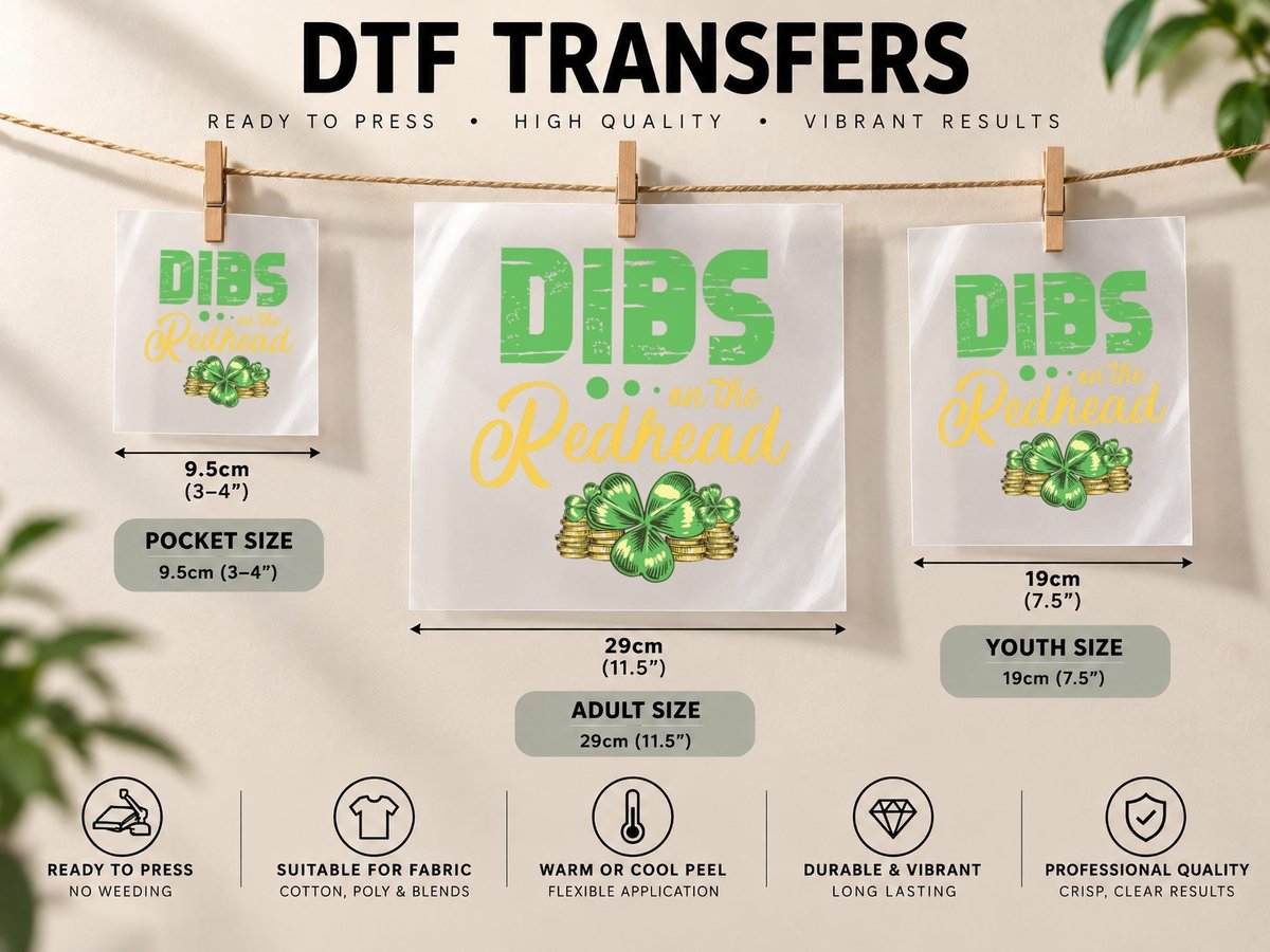 Dibs on the Red Head Funny Irish St Patricks Day DTF Transfer Iron On