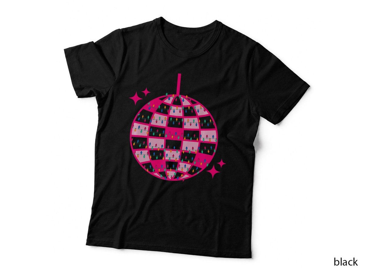 Disco Ball Hot Pink Christmas Lights, Xmas T-Shirt