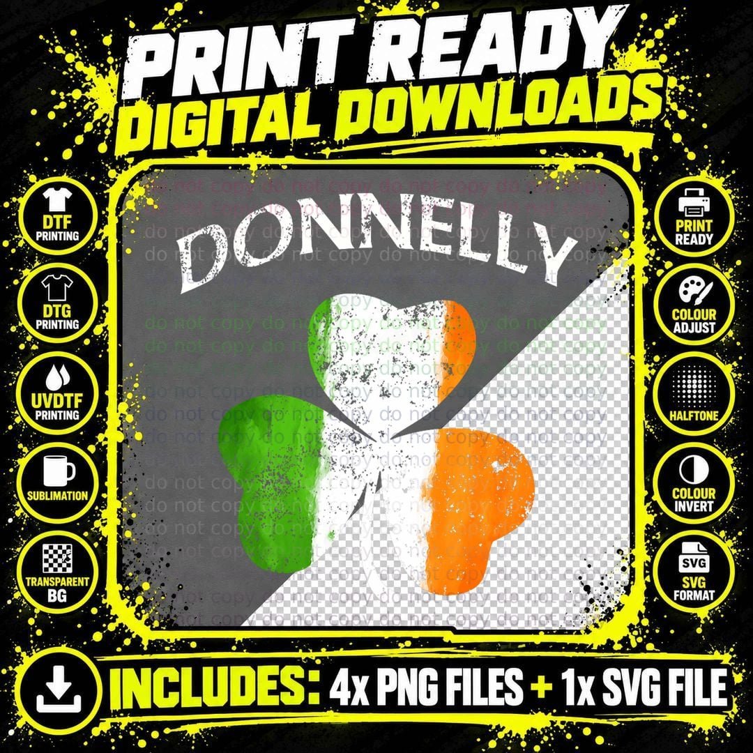 Donnelly Shirt Irish Shamrock St Patricks Day, Celtic Png SVG Digital Bundle