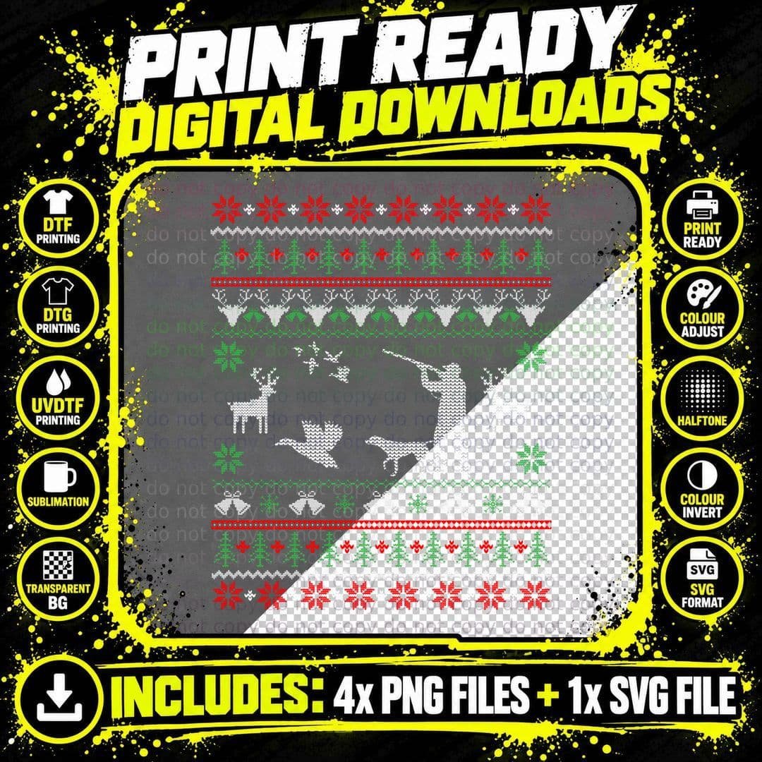 Duck Hunting Ugly Christmas Sweatshirt Hunter Christmas Png SVG Digital Bundle