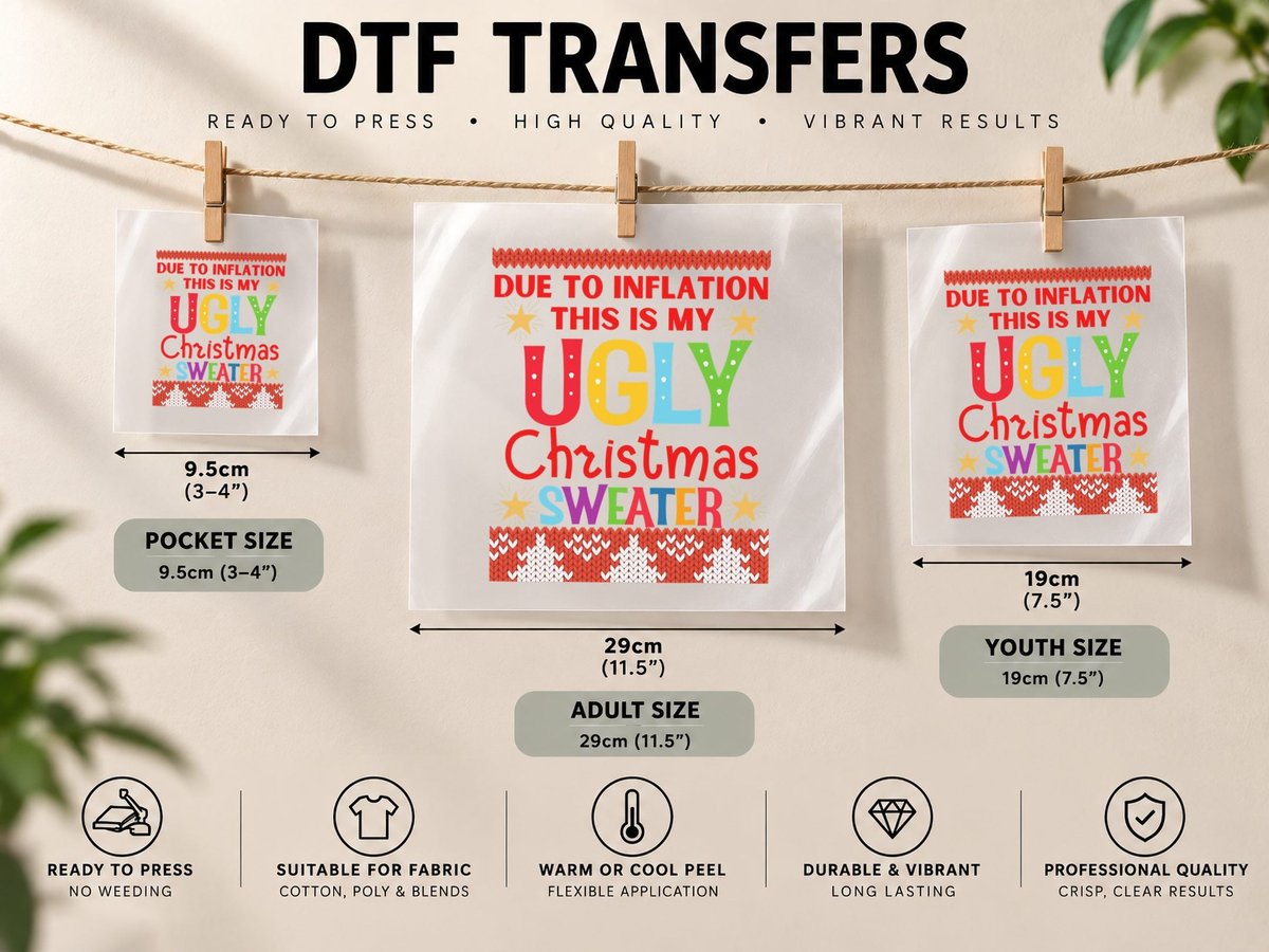 Due to Inflation This Is My Ugly Christmas DTF Transfer Iron On