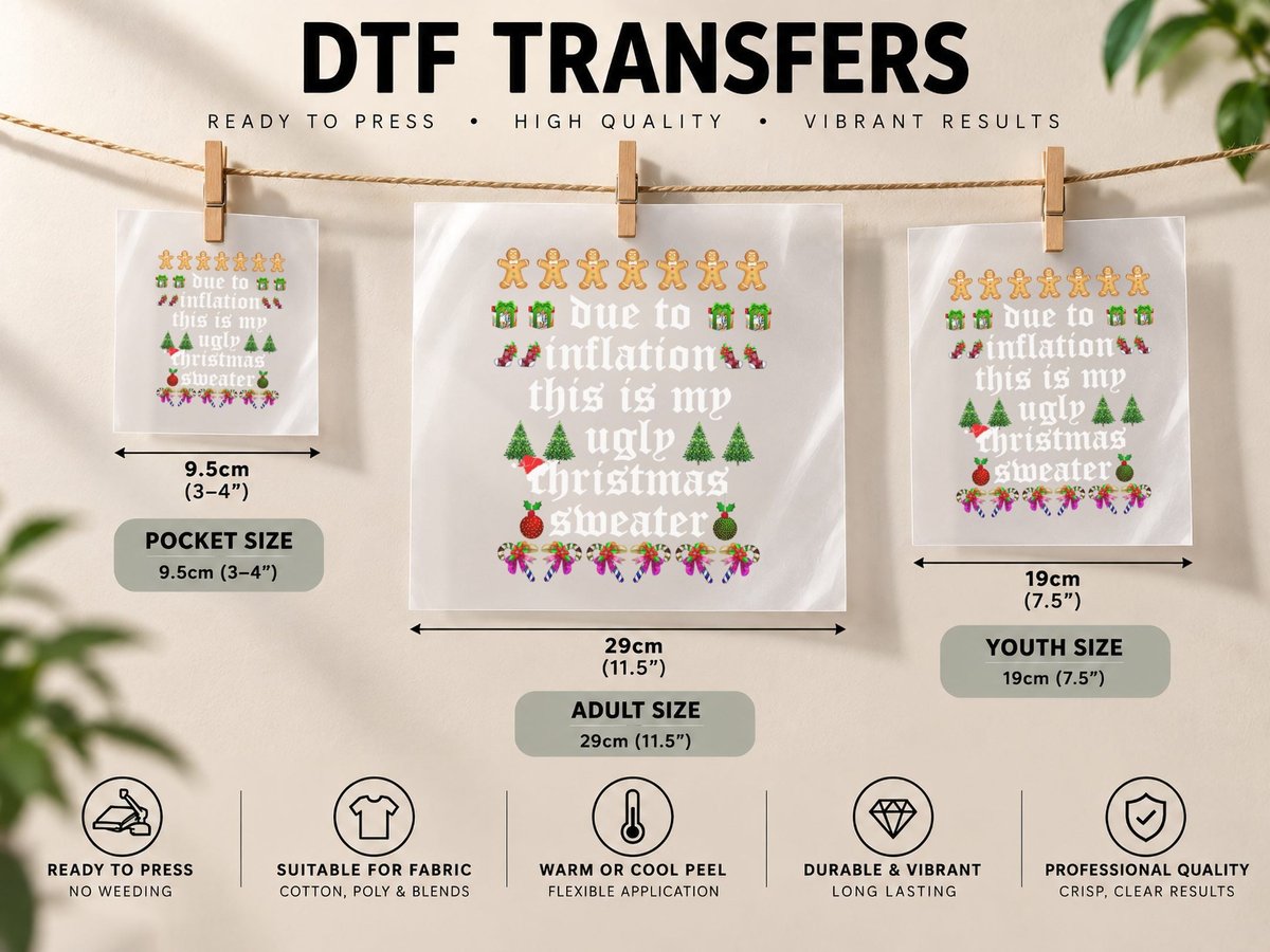 Due to Inflation Ugly Christmas Women Family Funny DTF Transfer Iron On