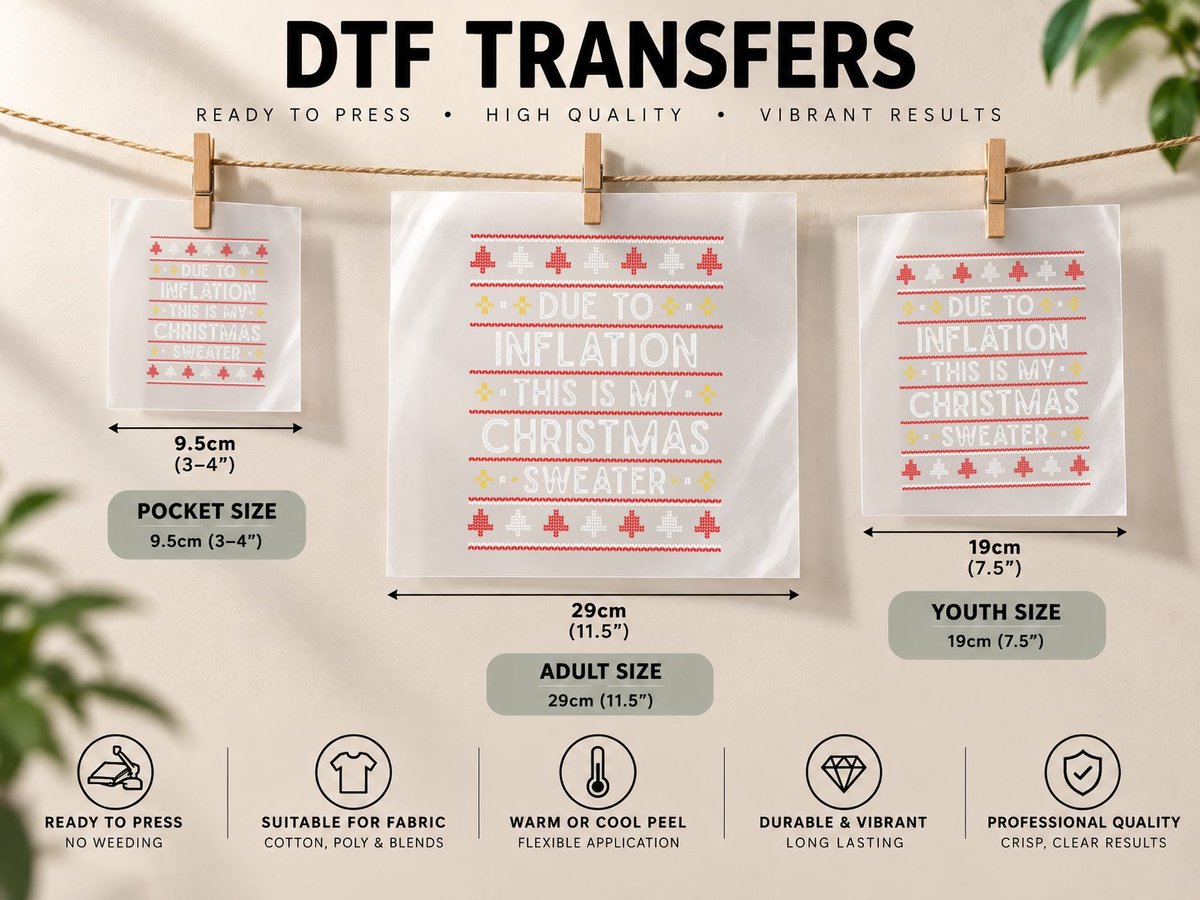 Due to Inflation Ugly Christmas, Funny Holiday DTF Transfer Iron On