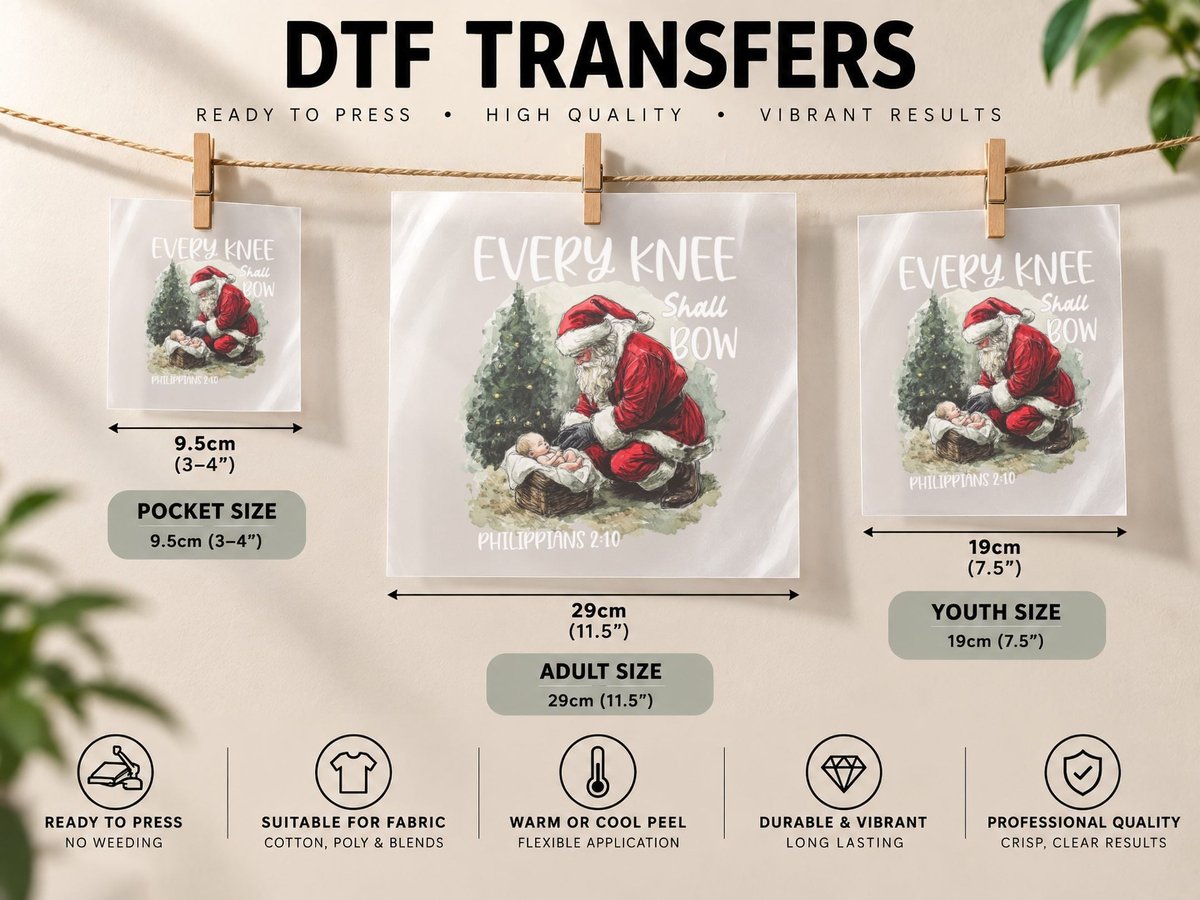 Every Knee Shall Bow, Nativity Scene DTF Transfer Iron On