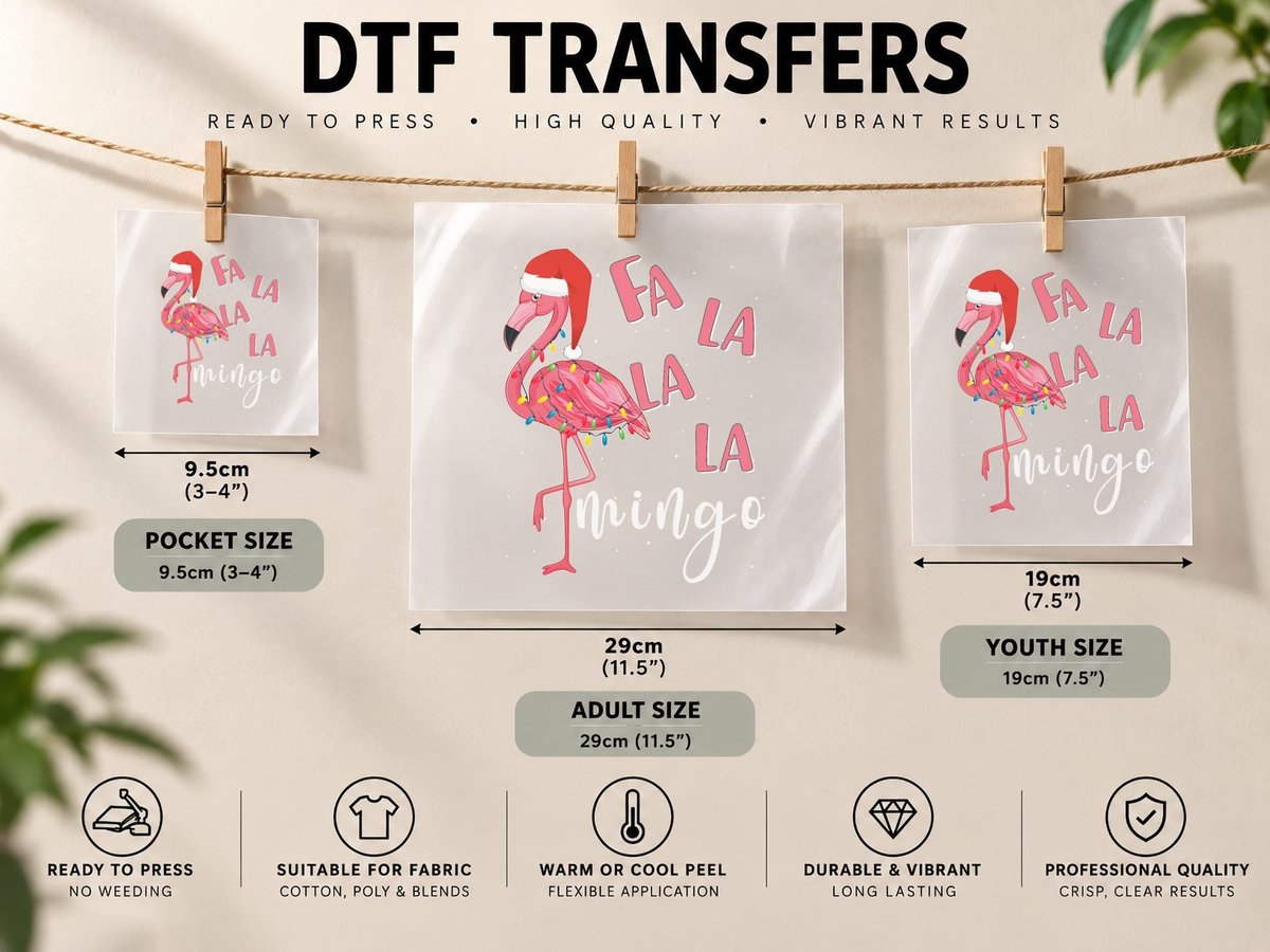 Fa La La Mingo Cute Flamingo Christmas Holiday Flamingo DTF Transfer Iron On