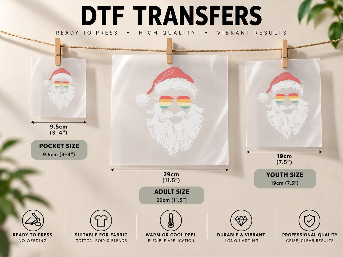 Face Santa Claus Christmas Xmas Men Women DTF Transfer Iron On